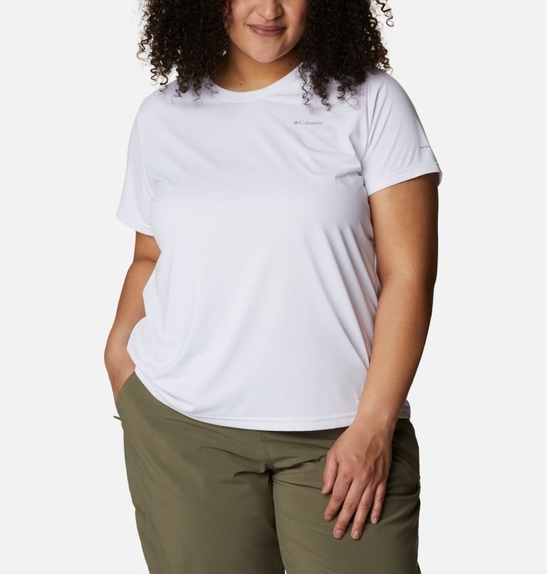 Tricouri Columbia Hike Scurte Sleeve Crew Dama Albi | Plus Size RH07S9Q81